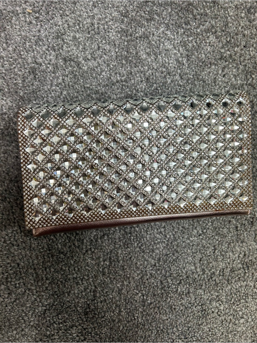 Crystal-Embellished Silver Evening Clutch